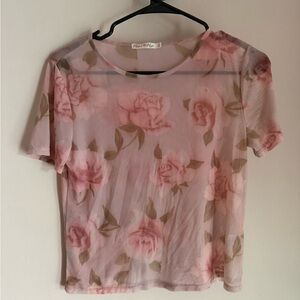 Heart Hips Pink Floral Sheer Tee